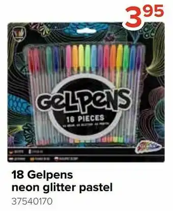 Euroshop 18 gelpens neon glitter pastel aanbieding