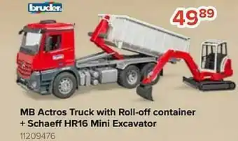 Euroshop Mb actros truck with roll-off container + schaeff hr16 mini excavator aanbieding