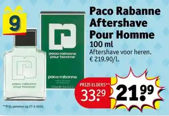 Kruidvat Paco Rabanne Aftershave Pour Homme 100 ml aanbieding