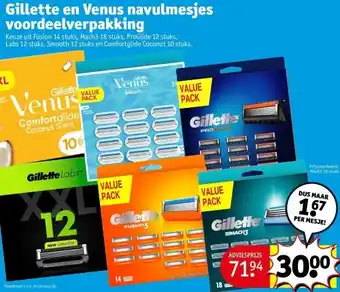 Kruidvat Gillette en Venus navulmesjes voordeelverpakking aanbieding