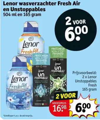 Kruidvat Lenor wasverzachter Fresh Air en Unstoppables aanbieding