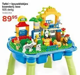 Tafel + bouwblokjes boerderij -zoo