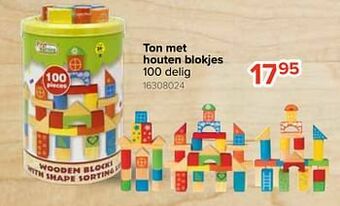 Euroshop Ton met houten blokjes aanbieding