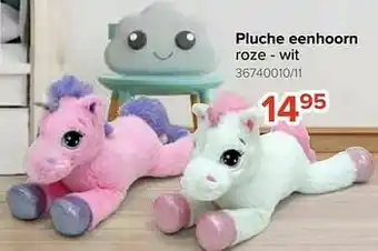 Euroshop Pluche eenhoorn roze - wit aanbieding