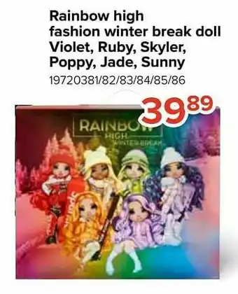 Rainbow high fashion winter break doll violet ruby skyler poppy jade sunny