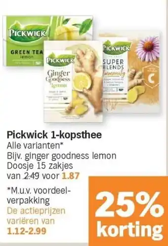 Albert Heijn Pickwick 1-kopsthee aanbieding
