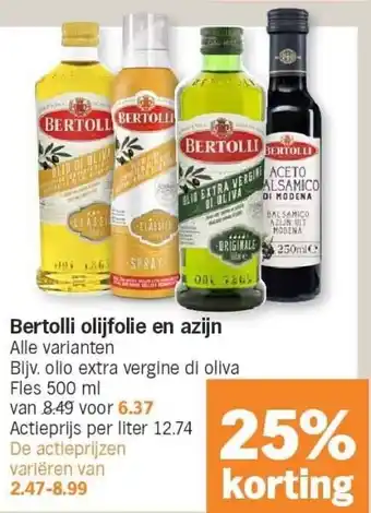 Albert Heijn Bertolli olijfolie en azijn aanbieding