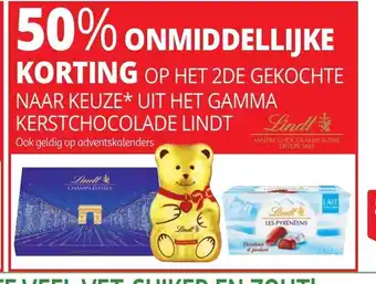 Auchan Onmiddellijke Korting Op Het 2de Naar Keuze Op Het Gamma Kerstchocolade Lindt aanbieding