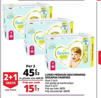Luiers Premium Bescherming Megapak Pampers per 3