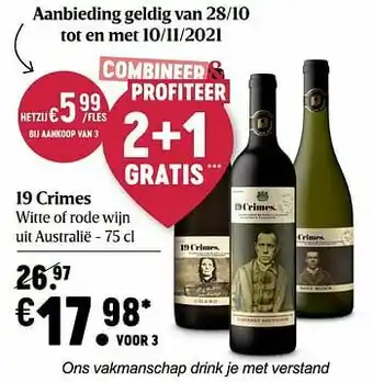 Delhaize 19 crimes witte of rode wijn uit australië aanbieding