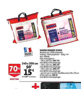 Auchan Warm Dekbed Dodo 140 x 200 cm aanbieding