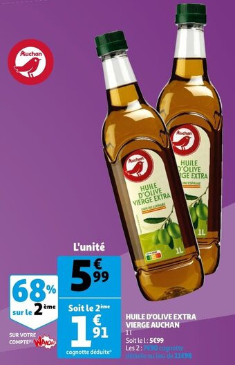 Auchan Huile D'Olive Extra Vierge Auchan aanbieding