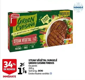 Auchan Steak Vegetal Surgele Green Cuisine Findus aanbieding
