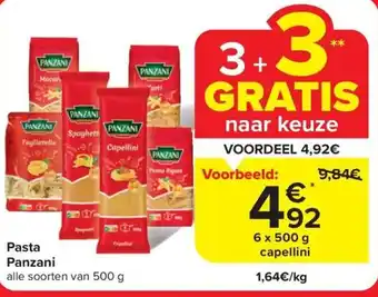Carrefour Market Panzani Pasta 6 x 500g aanbieding