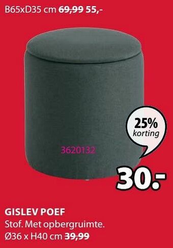 Jysk Gislev poef aanbieding