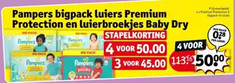 Kruidvat Pampers bigpack luiers Premium Protection en luierbroekjes Baby Dry aanbieding