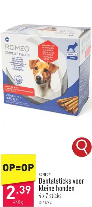 ALDI ROMEO Dentalsticks voor kleine honden 440g aanbieding