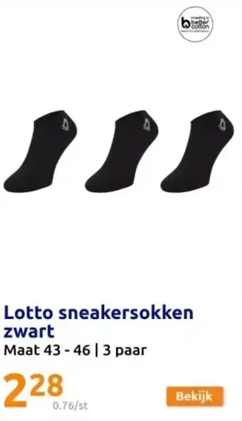 Action Lotto sneakersokken zwart aanbieding
