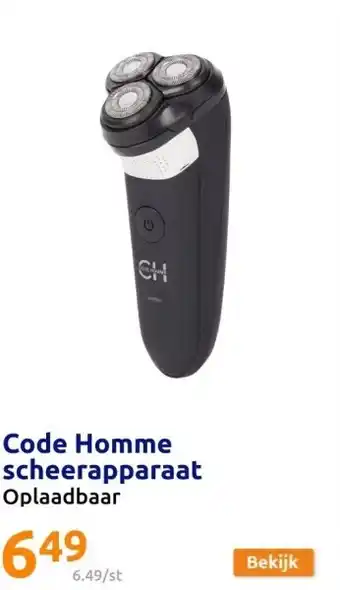Action Code Homme scheerapparaat aanbieding