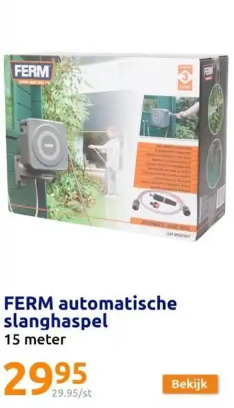 Action FERM automatische slanghaspel 15 meter aanbieding