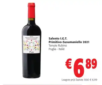 Colruyt Salento I.G.T. Primitivo Susumaniello 2021 aanbieding