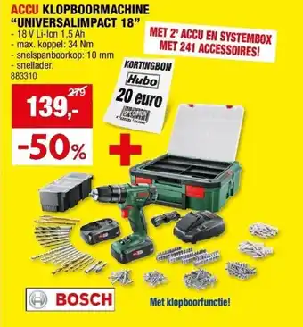 Hubo ACCU KLOPBOORMACHINE “UNIVERSALIMPACT 18” aanbieding