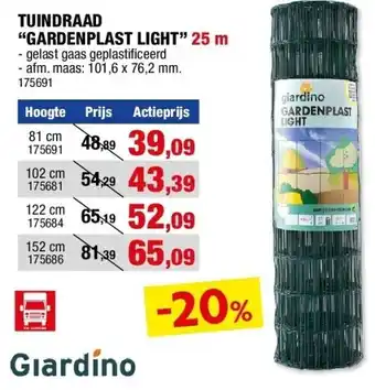 Hubo TUINDRAAD “GARDENPLAST LIGHT” 25 m aanbieding