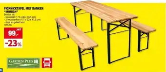 Hubo PICKNICKTAFEL MET BANKEN “MUNICH” aanbieding