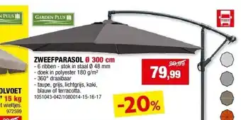 Hubo ZWEEFPARASOL Ø 300 cm aanbieding