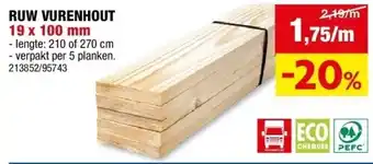 Hubo RUW VURENHOUT 19 x 100 mm aanbieding