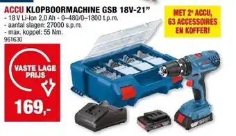 Hubo ACCU KLOPBOORMACHINE GSB 18V-21” aanbieding