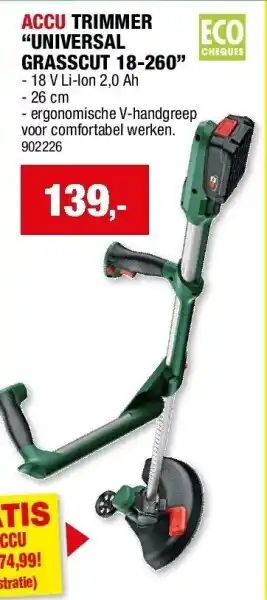 Hubo ACCU TRIMMER “UNIVERSAL GRASSCUT 18-260” aanbieding