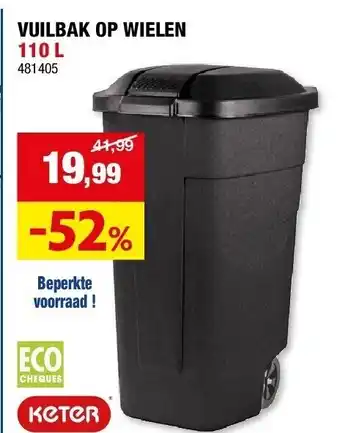 Hubo VUILBAK OP WIELEN 110 L aanbieding