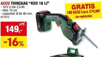 Hubo ACCU TUINZAAG “KEO 18 LI” aanbieding