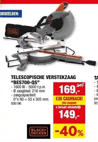 Hubo TELESCOPISCHE VERSTEKZAAG “BES700-QS” aanbieding