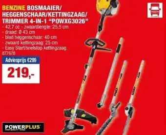 Hubo BENZINE BOSMAAIER/ HEGGENSCHAAR/KETTINGZAAG/ TRIMMER 4-IN-1 “POWXG3026” aanbieding