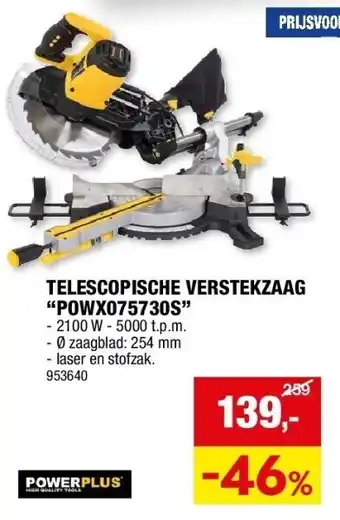 Hubo TELESCOPISCHE VERSTEKZAAG “POWX075730S” aanbieding