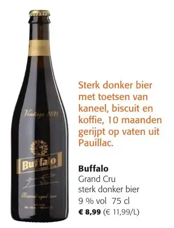 Colruyt Buffalo Grand Cru sterk donker bier 9% vol 75 cl aanbieding