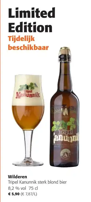 Wilderen Tripel Kanunnik sterk blond bier 8,2 % vol 75 cl