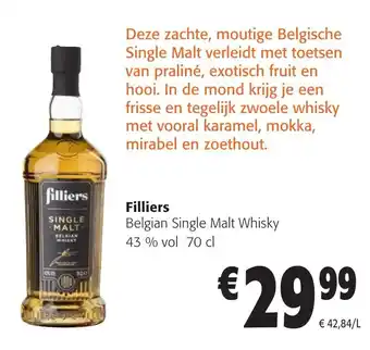 Colruyt Filliers Belgian Single Malt Whisky 43 % vol 70 cl aanbieding