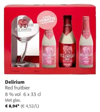 Colruyt Delirium Red fruitbier 8% vol 6 x 33 cl aanbieding
