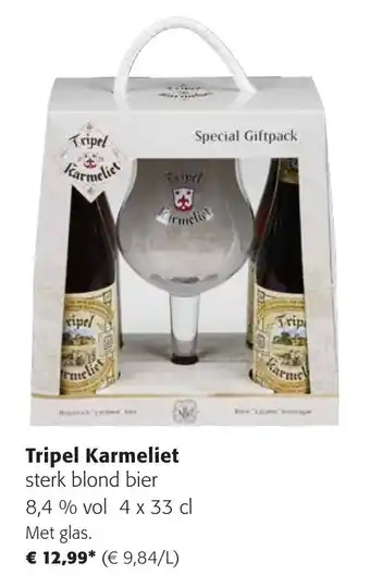Colruyt Tripel Karmeliet sterk blond bier 8,4 % vol 4 x 33 cl aanbieding