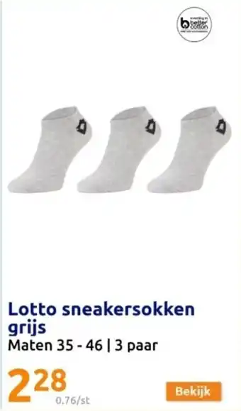 Action Lotto sneakersokken grijs aanbieding