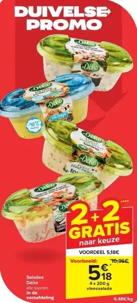 Carrefour Salades Délio alle soorten in de versafdeling aanbieding