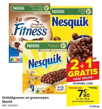 Carrefour Ontbijtgranen en graanrepen Nestlé aanbieding