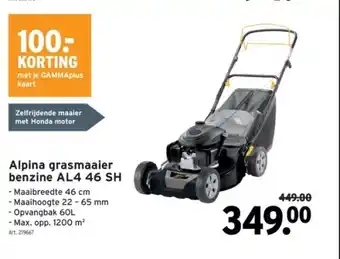 GAMMA Alpina grasmaaier benzine AL4 46 SH aanbieding