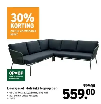 GAMMA Loungeset Helsinki legergroen aanbieding