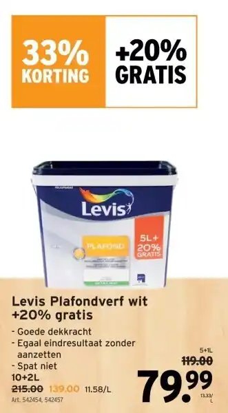 GAMMA Levis Plafondverf wit +20% gratis aanbieding