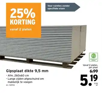 GAMMA Gipsplaat dikte 9,5 mm aanbieding