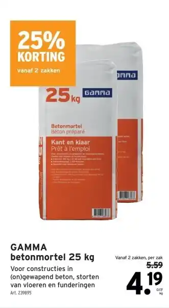 GAMMA GAMMA betonmortel 25 kg aanbieding